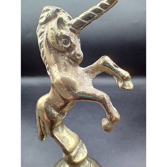 Bell Brass Unicorn Vintage Hand Crafted 6 Inch Korea Midcentury Dancing Pranchin - Picture 8 of 15